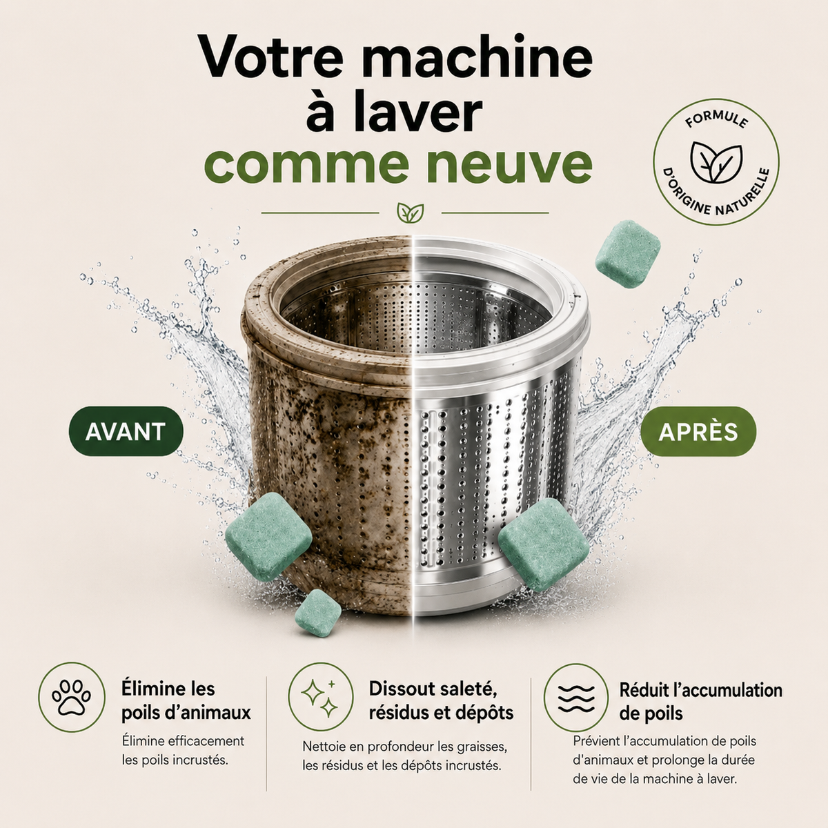 Capsule de nettoyage pour lave-linge