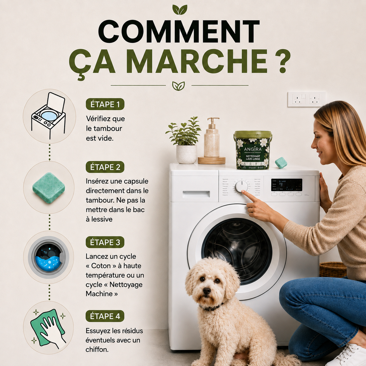 Capsule de nettoyage pour lave-linge